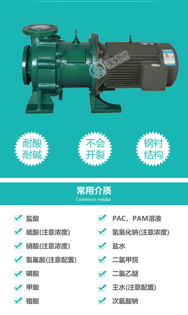 IMD氟塑料磁力泵輸送介質(zhì)說(shuō)明